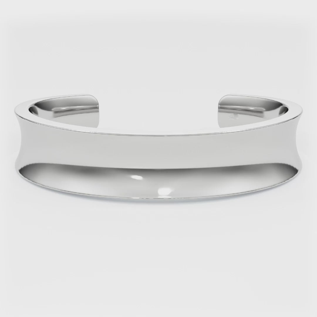 Custom Solid Gold 15mm Wide Open-Cuff Bangle Bracelet - Image 4