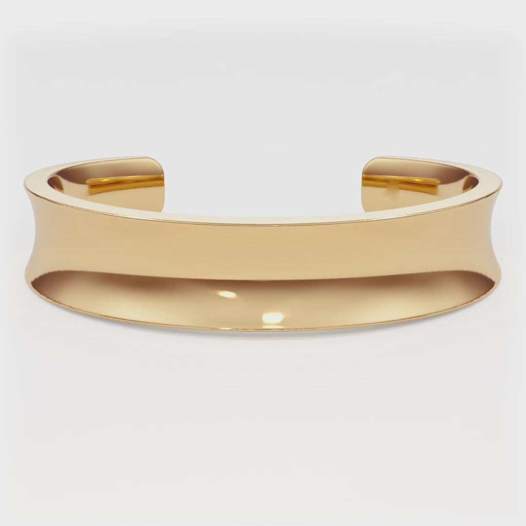 Custom Solid Gold 15mm Wide Open-Cuff Bangle Bracelet
