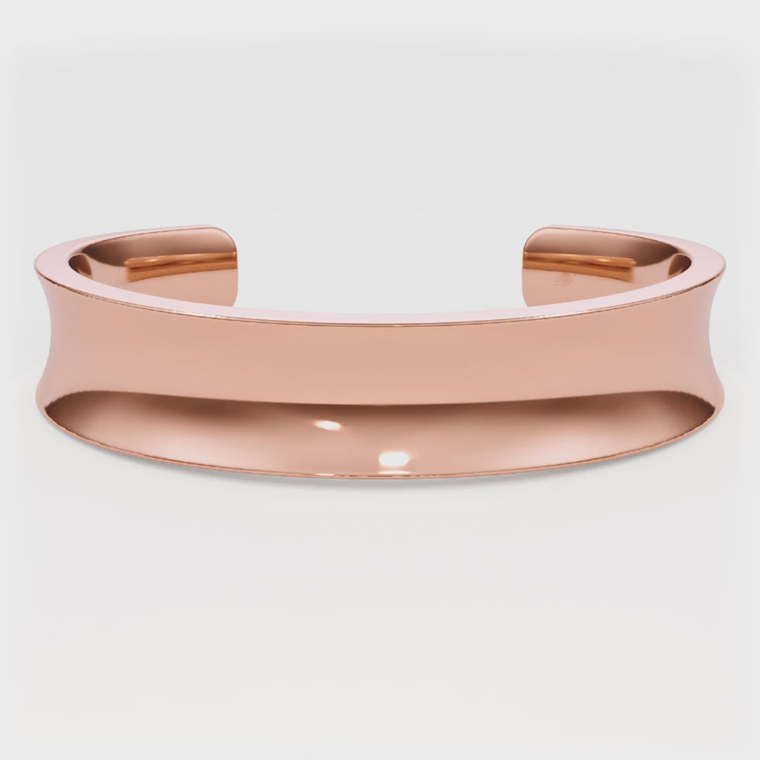 Custom Solid Gold 15mm Wide Open-Cuff Bangle Bracelet - Image 2