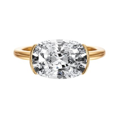 Adore Half Bezel Elongated Cushion Diamond Engagement Ring - R1051