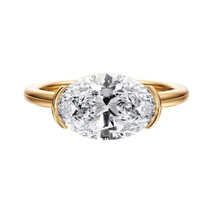Adore Half Bezel Oval Diamond Engagement Ring - R1048